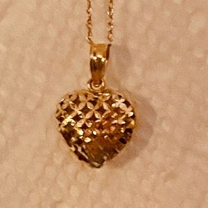 Gold Filigree Heart Necklace in 10K Gold